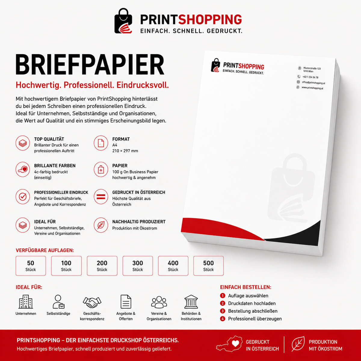 Briefpapier drucken lassen – A4 individuell bedruckt